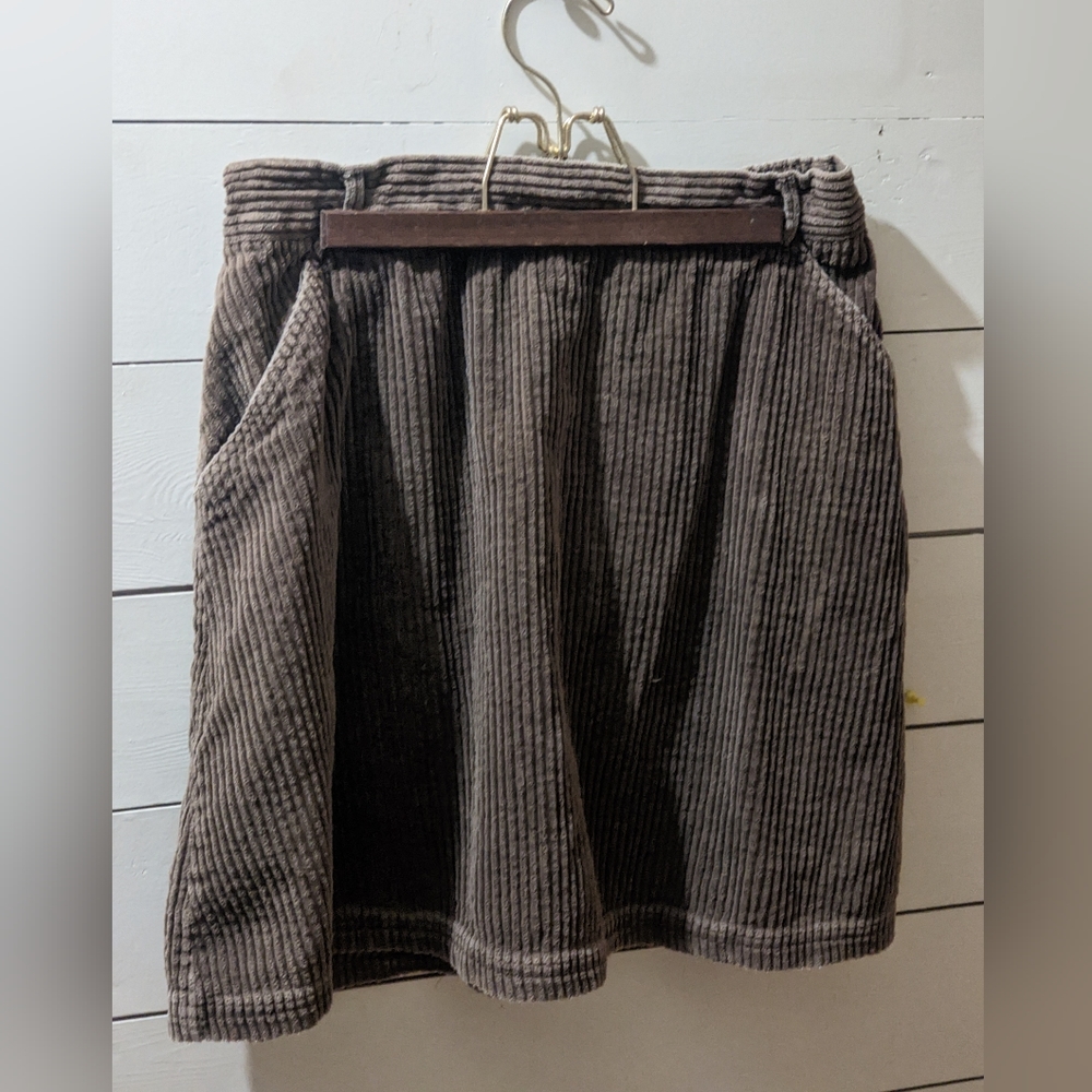 VINTAGE tan Corduroy A-line Skirt